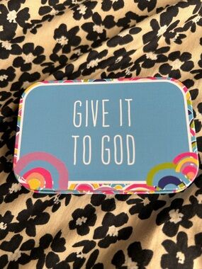 Inspirational 'Give It To God' Tin - Blue with Rainbow Accents